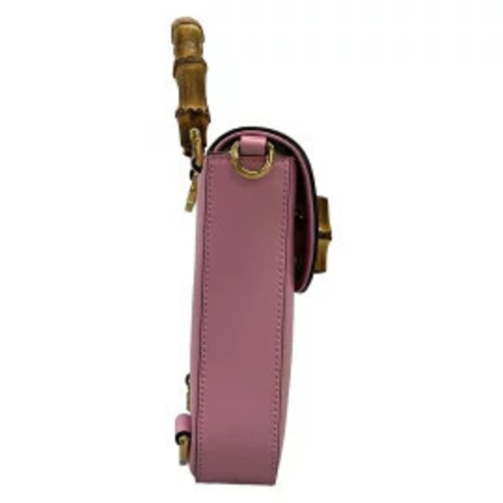 Gucci Bamboo Handbag Bag Pink Leather